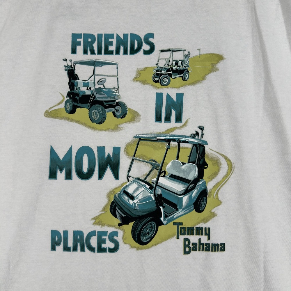 Tommy Bahama Shirt Mens Large White Friends In Mow Places Golf Graphic Tee